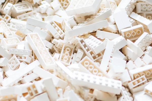 pile of white lego pieces