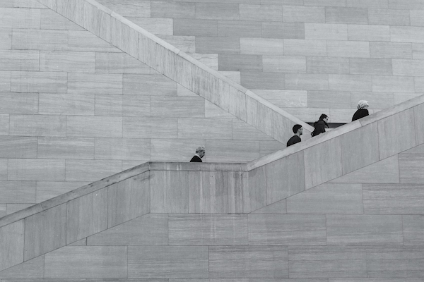 sketch of people climbing stairs