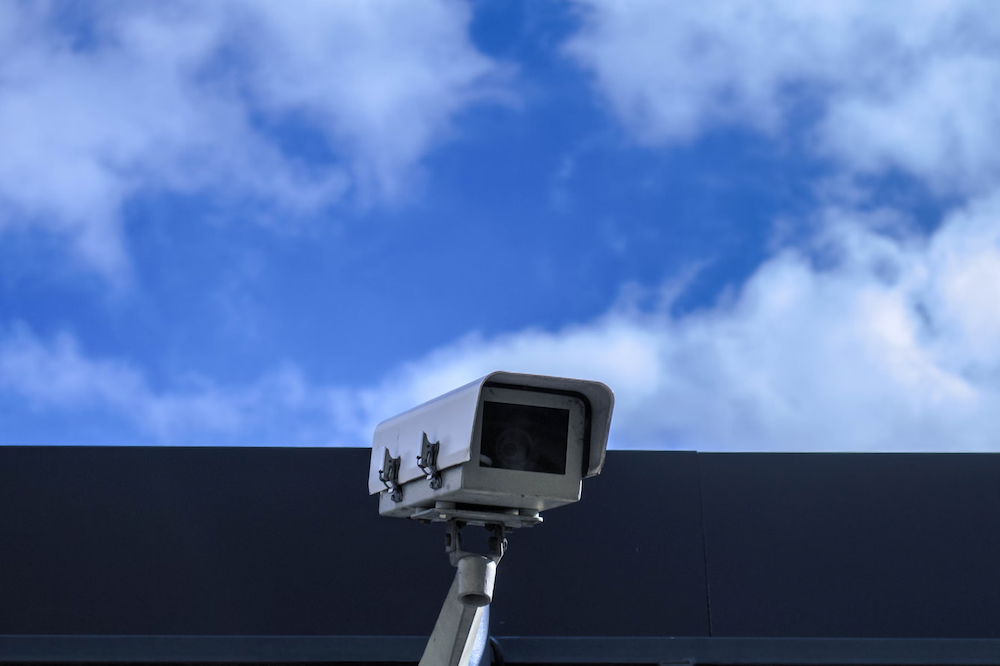 CCTV camera, sky above it